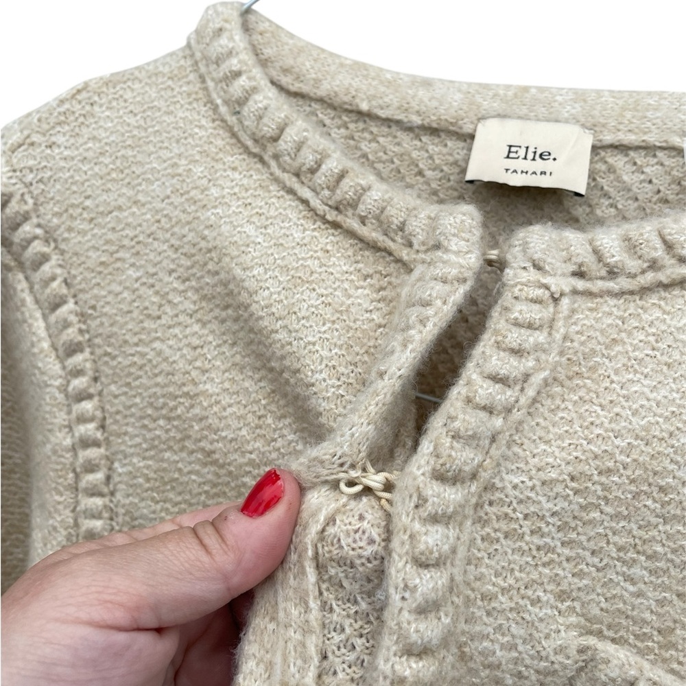 Elie Tahari EH424109 Oatmeal Heather Wool Blend Sweater - Picture 9 of 10